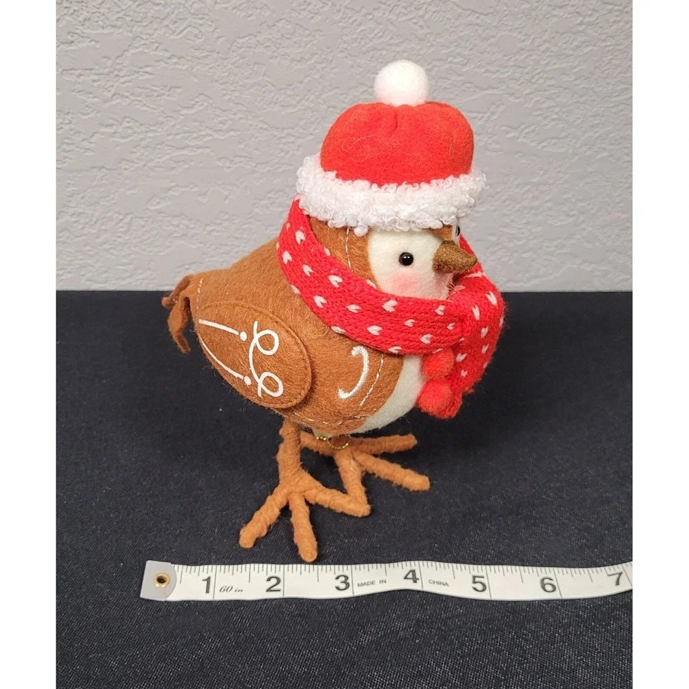 Featherly Friends Fabric Bird Snap Wearing Red Scarf Bird 2023